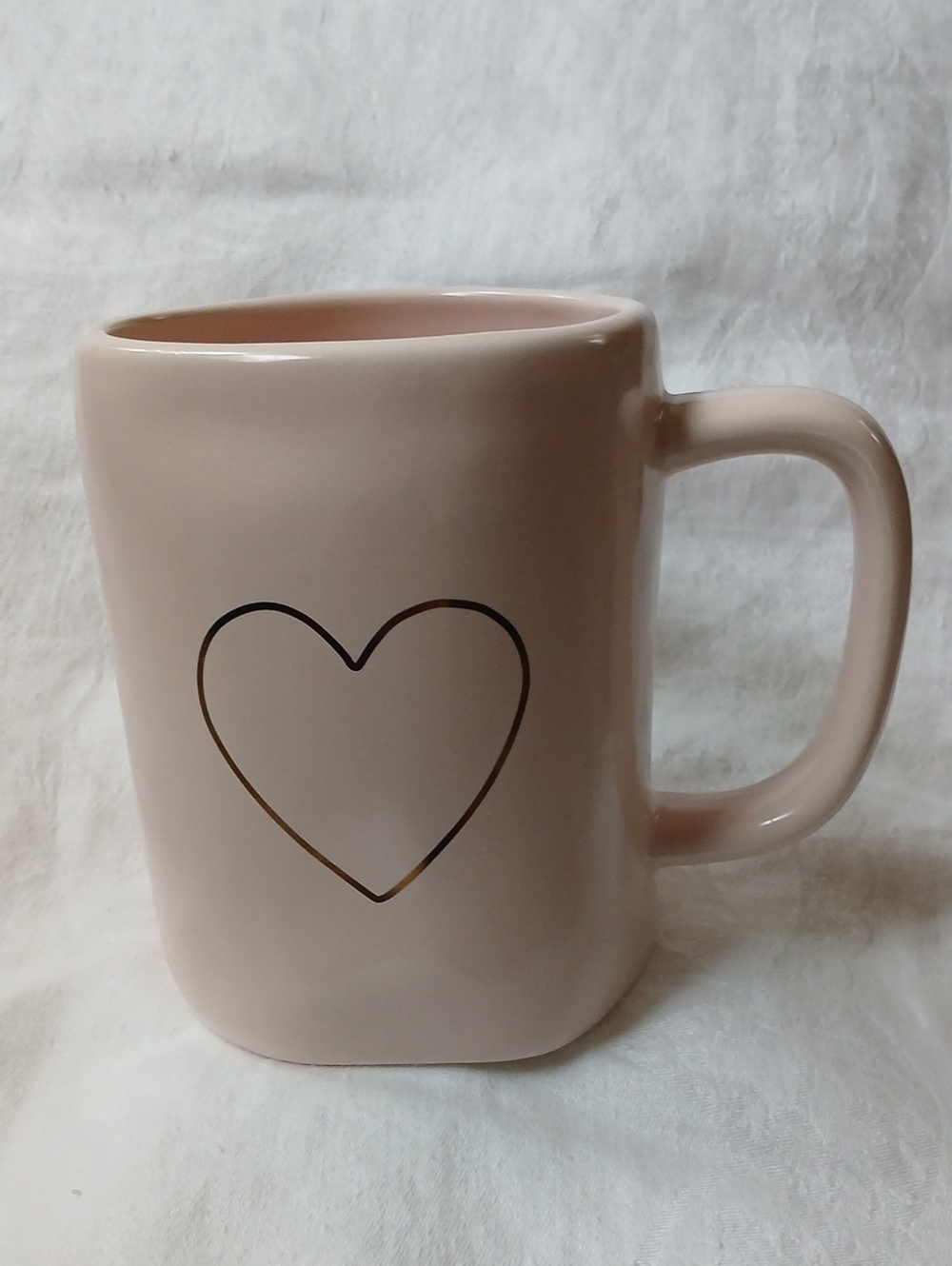Rae Dunn Artisan Collection Light Pink and Gold Heart Mug Cup